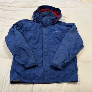 Vintage L.L. Bean Men's Blue Raincoat with Red Lining large
